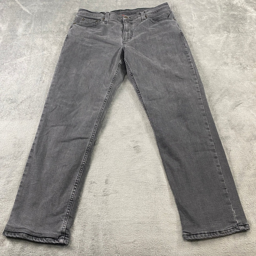 LL Bean Jeans Mens 36x30 Gray Fleece Lined Straight Leg Workwear Hiking 511520